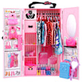 Miniatyrbillede 3 af 5: Barbie Pink Udklædningsgarderobe Bryllupskjole Dukkehus til Børn
