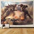 Miniatyrbilde 1 av 4: Eksklusivt Godzilla-veggteppe Godzilla Vs Kong Of The Monsters plakat-tema festutstyr