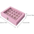 Miniatyrbillede 3 af 5: 24 Rums Øreringe Opbevaringsboks, Smykkeskrin i Velour Øreringeæske, Smykke Opbevaringsdisplayboks til Ringe, Øreringe, Smykker, Vedhæng, Pink