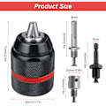Miniatyrbillede 2 af 5: Borepatron 1,5-13 mm, 1/2\" 20UNF gevind, nøglefri patronadapter, med SDS Plus, 1/4 HEX og Impac