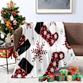 Miniatyrbillede 1 af 5: Juleplaid 127,70 x 152,40 cm Juleplaid Rød Snefnug Buffalo Plaid Design Tæppe Patchwork Juletema Plaid (Plaid, Rød)