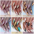 Miniatyrbillede 3 af 5: Chrome Neglepudder - Holografisk Guld Neglepudder 6 Farver Spejl og Boble Effekt Neglekunst Dekoration Manicure Pigment Sæt