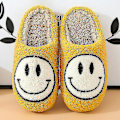 Miniatyrbild 1 av 5: Mysiga Retro Smile Face Plysch Tofflor - Par Varma Vinter Inomhus 39-40 Gul
