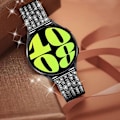Miniatyrbild 4 av 7: Armband för Samsung Galaxy Watch 7/6/5/4 20mm Bling Diamant Metall Ersättningsarmband för Kvinnor och Män Black