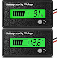 Miniatyrbilde 1 av 5: 12V 24V Batterimåler med Alarm, Batterikapasitet Spenning, Batteriovervåkere, Blysyre- og Litiumionbatteritester (Grønt Lys)