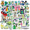 Miniatyrbilde 1 av 5: Aliens Klistremerker for Vannflasker Laptoper, 50 stk Vinyl Vanntett Estetisk Rom UFO Dekaler for Scrapbook Datamaskin Telefon Gitar Bagasje