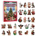 Sjov Mops Julekalender 2026 – 24 Dage med Glæde og Søde Hundetema-Gaver, Nedtælling til Helligdagene for Børn GJ593-009 Flat Acrylic Model