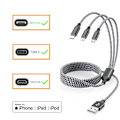 Pikkukuva 7 / 7: Useita latauskaapeleita 3-pakkauksessa 4FT Monilatauskaapeli Nopea kaapeli USB-latauskaapeli 3-in-1