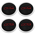 Miniatyrbillede 2 af 5: stk 133mm Navkapsler Kompatible med Fiat 500 Hjul Center Navkapsler Sæt 68078419AC 68078421AC Støvdæksel 51884863-Perfet Black&Red