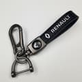 Two Sets of Leather Keychains with Renault Logo, Spring Clips, and Car Brand Logo