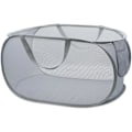 Miniatyrbillede 1 af 2: Robust vasketøjskurv i mesh, pop-op-kurv med sidelomme til vaskerum, badeværelse, børneværelse (Pop Horisontal, Grå)