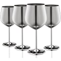 Miniatyrbillede 1 af 6: Vinglas Sæt med 4, 53 cl Rustfri Stål Vinglas, Ubrydelige & Transportable Vinglas med Fod i Metal til Udendørs Brug, Rejser, Camping og Pool Silver