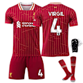Pikkukuva 1 / 3: 2425 Liverpoolin kotipaita VIRGIL Jalkapallopaita sukat+suojavarusteet{HH} 20(110-120cm)