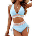 Miniatyrbild 1 av 6: Högmidjad bikini för dam med magkontroll, ljusblå{hh} light blue L
