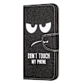 Miniatyrbilde 4 av 5: Lærveske for Nokia C32/C22, Kryss-teksturert mønstertrykk på telefonveske Don't Touch My Phone