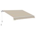 Miniatyrbillede 1 af 6: Rootz Markise - Solafskærmning - Indtrækkelig - Med håndsving - Metalramme - Polyester - Blå + Beige - 3,95 x 2,45 x 3,50 m