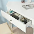Miniatyrbillede 2 af 6: Rootz- Hvidt Hjørne Skrivebord- Trekantet Bord Skrivebord med Skuffe- Hjemmekontor Skrivebord Computer Skrivebord Arbejdsstation