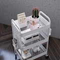 Miniatyrbillede 6 af 7: Rootz Serveringsvogn - Multifunktionsvogn - 4 hjul - Universalvogn - 3 hylder - Stål - Hvid - 53,5 cm x 30,5 cm x 75 cm