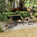 Miniatyrbillede 9 af 10: Rootz 4 stykker Rattan Garden Set - Balkon Møbler - Vejrbestandigt Sofa Set - Komfortpuder - 116 cm x 71 cm x 78 cm