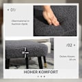 Miniatyrbillede 4 af 10: Rootz skammel - Fodstøtte - Osmannisk - Cashmere-look stof - Accent Stol - 42cm x 42cm x 47cm - Mørkegrå - Stålben - 10cm Pude