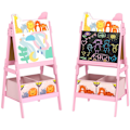 Miniatyrbillede 10 af 11: Rootz 2 -in -1 Kids Painting Easel - Whiteboard - Chalkboard - Creative Fun - 49 cm x 53,5 cm x 113 cm - Pink