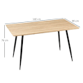 Miniatyrbillede 3 af 5: Rootz Scandi Design Spisebord - Køkkenbord - Til 4 personer - Trælook - Naturlig + Sort - 140 cm x 80 cm x 76 cm