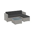 Miniatyrbillede 1 af 8: Rootz 4-delt grå PE polyrattan sofasæt - Udendørs møbler - Terrassesæt - VFT polstring - Pulverlakeret stål - Hærdet glas - 173cm x 60cm x 66cm