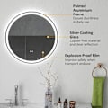 Miniatyrbild 8 av 10: Rootz LED Badrumsspegel - Rund - Touchfunktion - Minnesfunktion - Ingen imma - Aluminiumram - Vit+Silver - 60 x 60 cm
