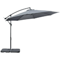 Miniatyrbillede 1 af 8: Rootz Garden Parasol - Cross Base - Vejrbestandig - Solbeskyttelse - Elegant design - Seks Ribber - Cantilever Parasol - Metal-polyester - Grå - 292 c