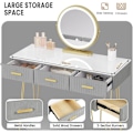 Miniatyrbillede 6 af 9: Rootz vaskebord med spejl - Makeup skrivebord - Dressing Station - LED-belysning - E1 MDF - 100 cm x 121,5 cm x 40 cm