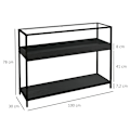 Miniatyrbillede 3 af 5: Rootz Konsolbord - 2 hylder - Opbevaringsplads - Gangbord - Gangkonsol - Hærdet glas - Sort - 100L x 30W x 78Hcm