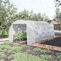 Miniatyrbillede 2 af 6: Rootz Tunnel Drivhus - Walk-in Grow House Telt - Roll Up Walls - Zip dør - Galvaniseret stålramme - Forstærket dæksel - Hvid - 4x3x2m
