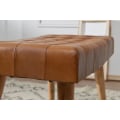 Miniatyrbild 2 av 7: Rootz pall 67x47x39 cm mango massivt trä - äkta läder Chesterfield design - Läder pall brun - Sido pall pall utan ryggstöd Country fotpall