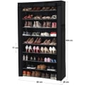 Miniatyrbillede 3 af 6: Rootz Skostativ - Skoskab - 10 niveauer - Stof - 40 par sko - Sort - 88 x 28 x 160 cm