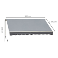Miniatyrbillede 3 af 6: Rootz Markise - Solafskærmning - Indtrækkelig - Med håndsving - Metalramme - Polyester - Grå + Hvid - 3,95 x 2,45 x 3,50 m