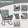 Miniatyrbillede 5 af 10: Rootz Rocking Stol - Fluffy Lounge stol - skridsikre hvilestol - luksuriøs komfort - 67 cm x 95 cm x 100 cm - Grå
