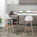 Miniatyrbillede 2 af 7: Rootz barstol i skandinavisk stil - Bordskammel - Køkkentaburet - Ergonomisk design - 96,5 cm x 38,5 cm x 33 cm - Træ og imiteret læder