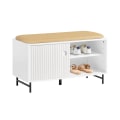 Miniatyrbillede 1 af 7: Rootz Skobænk - Entrébænk - Opbevaringsorganisator - Justerbare hylder - Støvfri skydedøre - Holdbar MDF og metal - 85 cm x 49 cm x 37 cm