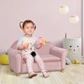 Miniatyrbillede 2 af 6: Rootz børnesofa - To-personers til børn - 3-5 år - Opbevaringsplads - Ramme af naturligt træ - Pink - 84 x 41,5 x 48,5 cm