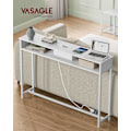 Miniatyrbild 2 av 8: Rootz Snövit spånskiva stål sidobord - Ändbord - Nattduksbord - Power Strip - Lätt - Robust - Enkel montering - 25 cm x 120 cm x 81,1 cm