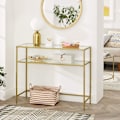 Miniatyrbillede 8 af 9: Rootz Konsolbord - Sidebord - 2 niveauer - Hærdet glas - Metalstel - Justerbare ben - Guld - 100 x 35 x 80 cm