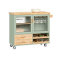 Pikkukuva 1 / 11: Rootz Keittiövaunu FKW114-GR - Keittiösaari - Senkki - Viinilasiteline - Pullohylly - Kestävä MDF & Bambu - 109cm x 92cm x 40cm