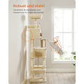 Miniatyrbild 7 av 7: Rootz Beige Cat Tree Tower - Skrapstolpe - Klätterställning - Spånskiva Plysch Sisal - 60 cm x 50 cm x 206 cm - Robust design
