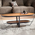 Miniatyrbillede 2 af 6: Rootz Stilfuld ovalt sofabord - Moderne design - Træbord - Ekstra opbevaring - 100 cm x 50 cm x 37,5 cm