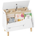 Miniatyrbild 1 av 9: Rootz White Crocodile Toy Box - Förvaringsbänk - Organisering för barn - Säker med långsamt stängande lock - Slitstark MDF-konstruktion - Mångsidig me