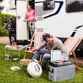 Miniatyrbillede 6 af 7: Rootz Bilkøleskab - Bilkøleboks - 50L Køleboks - Rejsekøleskab - Køleskab - Med LCD Display - Grå/Sort - 75L x 36W x 49,5H cm