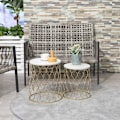 Miniatyrbillede 2 af 8: Rootz Terrassebord - Havebord - Sidebord - Sofabord - Marmor & Guldeffekt - Stål - Guld/Hvid - 41 x 46cm & 35 x 38,5cm
