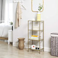 Miniatyrbillede 5 af 7: Rootz 2 Sidebord - Rektangulært glasbord - Guldjernsstel - Badeværelsesskab - Justerbare ben - 40 x 30 x 95 cm (LxBxH)