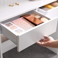Miniatyrbillede 8 af 8: Rootz Toiletbord - Comestica Bord - Make-up bord - 2 skuffer - Spejl - Åbne rum - Forarbejdet træ - Hvid - 80 x 40 x 140 cm