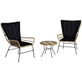 Miniatyrbillede 1 af 6: Rootz Havemøbelsæt - Bistrosæt - Boho Style - Balkonmøbler - Vejrbestandigt - Sofabord - Sædehynder - Stålrør-pe-rattan - Naturligt træ-sort - 78 x 68